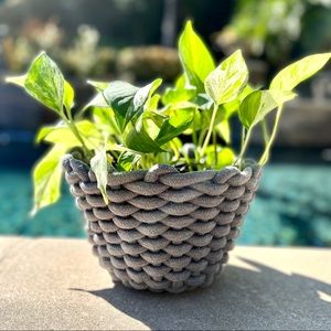 Chunky Woven Basket/Planter - Gray